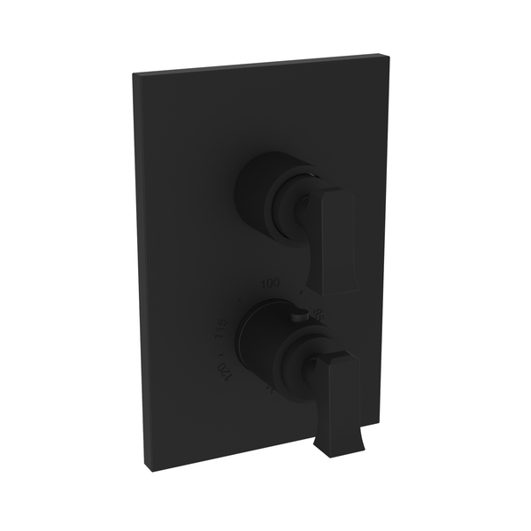 Newport Brass 1/2" Square Thermostatic Trim Plate With Handle in Flat Black 3-2573TS/56